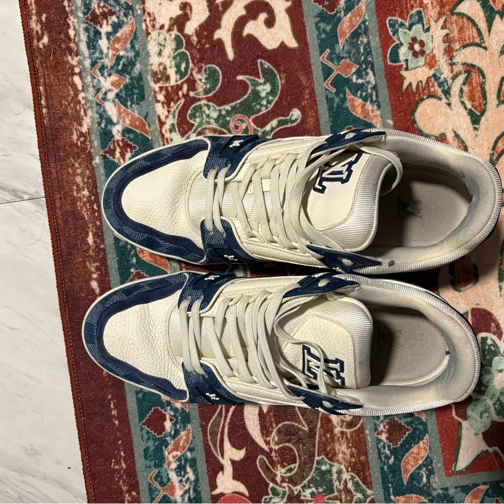 louis vuitton Men's White and Blue Sneakers